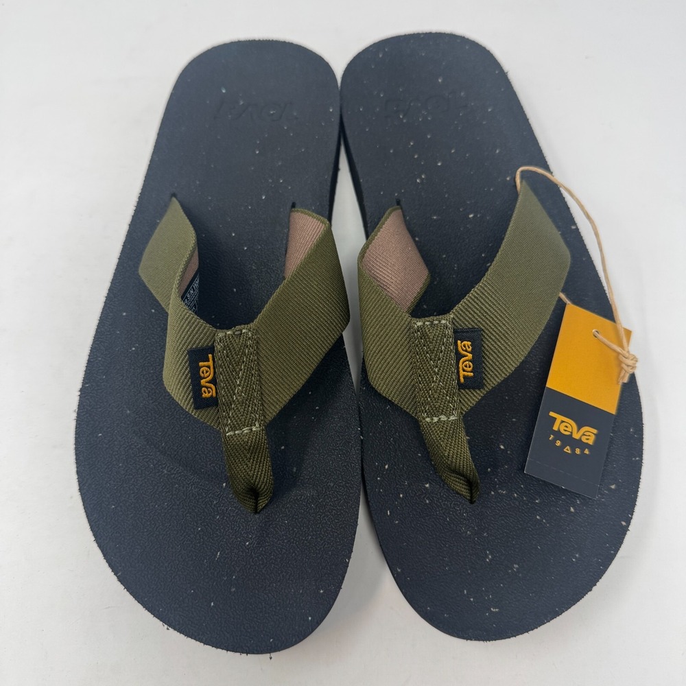 NWT Teva Reflip Flip Flops Sandal Black and Olive 1124051 Men's Size 8 - Picture 2 of 8
